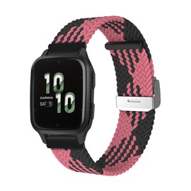ToVioc 20 mm Nylon Strap Compatible with Garmin Venu Sq 2/Venu Sq 2 Music/Venu 2 Plus/Venu Sq Music, Replacement Strap for Garmin Vivoactive 5/Vivoactive 3 Music/Forerunner 245/645 - Black Pink