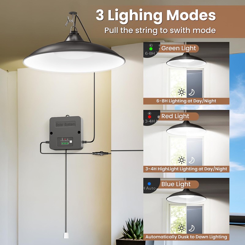 APILAB Solar Shed Light Indoor Outdoor, 2000LM Daytime Available Pendant