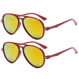 OWL 2Pcs Aviator Sunglasses for Kids UV400 Protection Lens Plastic Toddler Kids Aviators Sunglasses Boys Girls