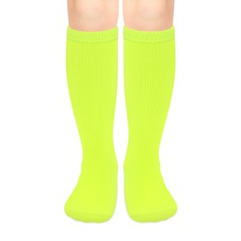 Olreco Boys Soccer Socks Kids Toddler Soccer Socks 4T-5T Neon Kids Baseball Sock Boys Neon Green Softball Sock for Girls Youth