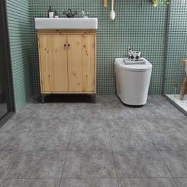 VaryPaper 10 Pack 12''x12'' Grey Slate Tile Flooring Peel and Stick Floor Tile Waterproof Sticky Tiles for Floor Bathroom Vinyl Flooring Removable Self Adhesive Floor Vinyl Tiles for Kitchen Bedroom