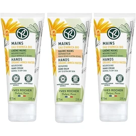 Yves Rocher Set para manos PUR ARNICA Extra Hidratante: Bálsamo reparador (75 ml) + 2 Cremas Hidratantes (75 ml) C/U