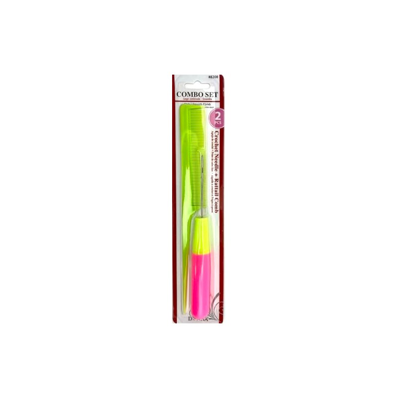 DONNA Crochet Needle 1pc and LIME Rat Tail Comb 1pc