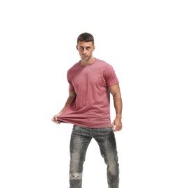 VEIISAR Crew Neck Tees Premium Men's T-Shirts - Soft and Fit Mens T-Shirt - Casual Stylish Tee for Men Red Gray 3XL