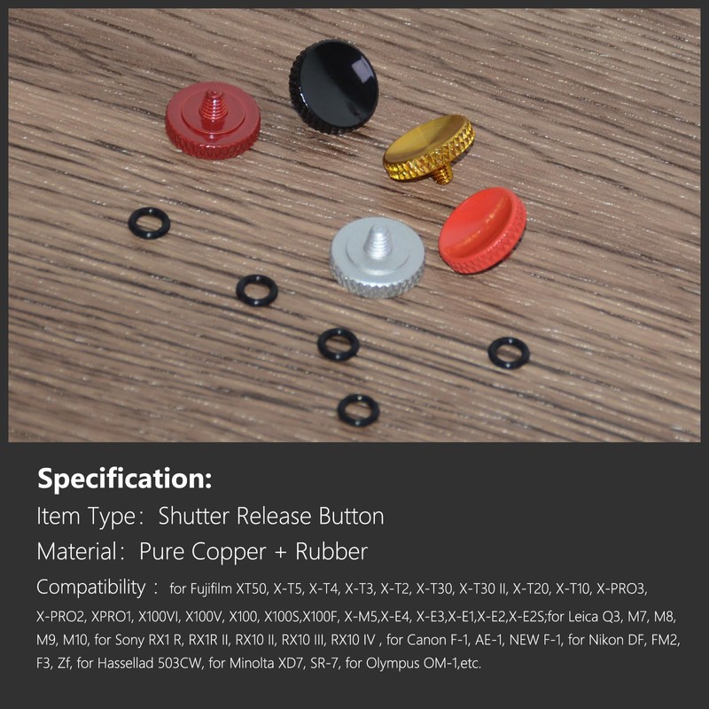 5 Pack Shutter Release Button,Pure Copper Knurled Concave Surface Camera