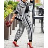 SOMTHRON Women’s Houndstooth Print 2 Piece Outfit Zip Up Long