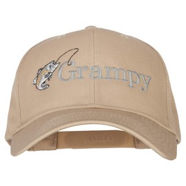 Fishing Grampy Embroidered Solid Cotton Pro Style Cap - Khaki OSFM