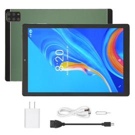 10.1 Inch Tablet for Android 12.0 5G WiFi 6GB 128GB Front 2MP Rear 5MP 10 Core CPU IPS Screen Tablet PC 100‑240V Green US Plug