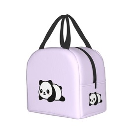 Hulnulnu Panda Purple Insulated Lunch Bag Reusable Lunch Box Portable Cooler Lunch Boxes Waterproof Lunch Tote for Picnic Office Work