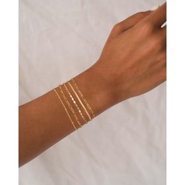 DEARMAY Gold Bracelets for Women, 14K Real Gold Jewelry Sets for Women Cute Tennis Beaded Bracelets for Women Cuban Link Paperclip Chain Dainty Bracelet Pack Gifts for Women, 6.5"+2", Metal, Cubic