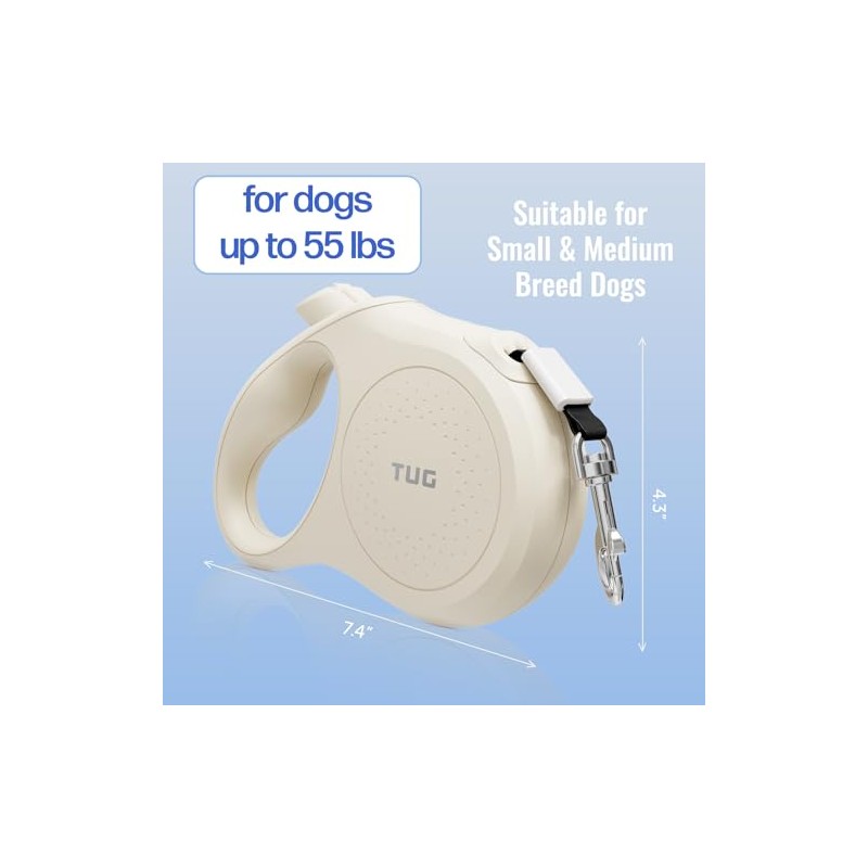 TUG Quest Retractable Dog Leash | 360° Tangle-Free Retraction |