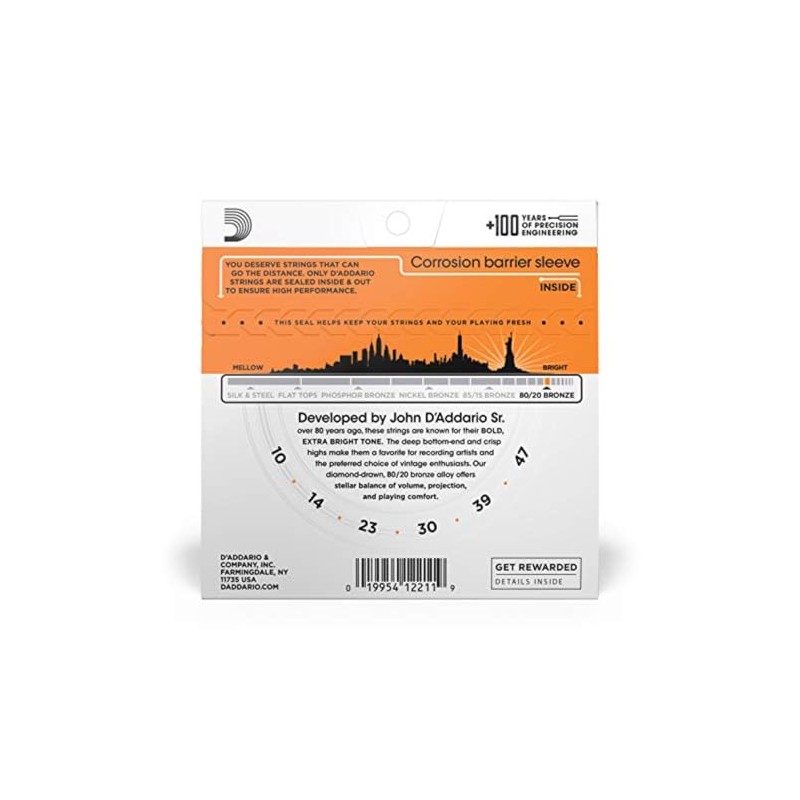 D'Addario | 80/20 Bronze | Cuerdas para Guitarra Acústica |