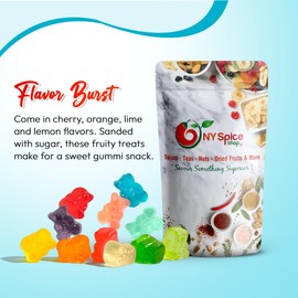 NY Spice Shop Crispy Crunchy Gummy Bears Bulk - 8 Ounce Rainbow Mini Gummy Bears - Gummies Bears - Giant Gummy Bear - Bear Fruit Snacks Covered In Rainbow Nonperils For All