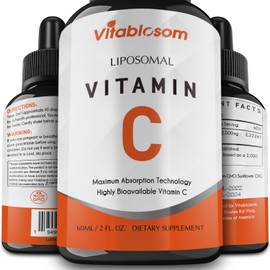 Vitablosom Liposomal Vitamin C 2000mg Liquid for Adults, High Absorption VIT C, Maximize Vitamin C, Immune System & Antioxidant Support, 60ML (1 Bottle)