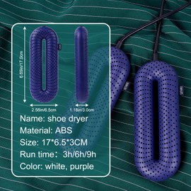 flintronic Shoe Dryer Portable Shoe Dryer Boot Dryer, Foot Warming Deodorizer with 3 Timer Modes, Safe and Fire Resistant, Suitable for Shoes, Gloves, Socks, Ski Boots, etc. (Purple)