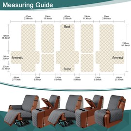 Ruaozz Waterproof Recliner Sofa Cover with Console Non-Slip Couch Covers for Reclining Couches Pet Cover for Double Recliner Sofa Cover with Elastic Straps for Kid Dogs Pets (Dark Grey, 3 Seater)