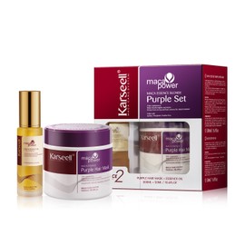 Karseell Mascarilla Capilar Con Aceite De Argán Para Cabello Rubio Gris Plateado Tratamiento Neutralizador De Tonos Cobrizos 500 Ml + 500 Ml Púrpura