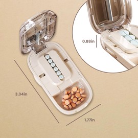 Adjustable Pill Cutter Tablet Cutter for Pills Splitter Precise Pill Divider Pill Crusher Pill Cutter for Small Pills, Travel-Friendly Design Pill Splitter with Hidden Stainless Steel Blade (White)