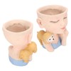 Flower Pot Girl and Dog Cute Style Bottom Drainage Hole