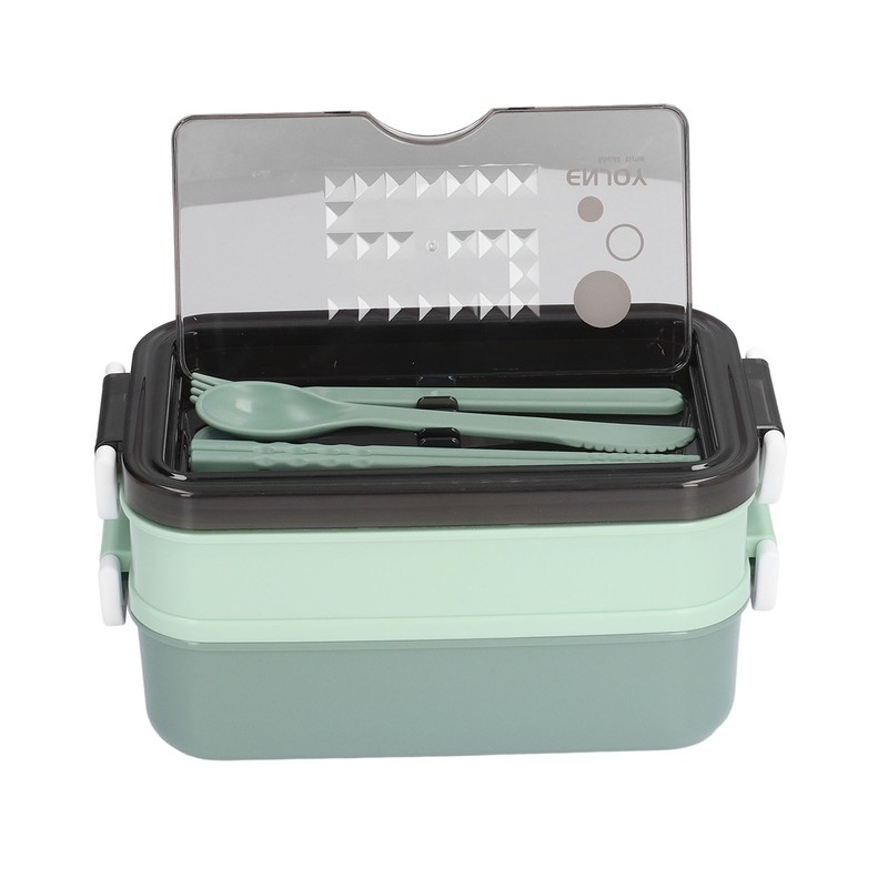 Lunch Box 2 Tier Stackable Container Folding Buckle Stainless Steel