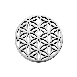 Quiges Interchangeable Coin 33 mm Stainless Steel Geometric Floral Pattern for Coin Pendant in Various Colours, Stainless Steel, No Gemstone