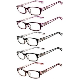 Readers 5 Pack Reading Glasses Ladies Spring Hinge lens +1.75