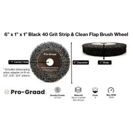 Pro-Graad 6” x 1” Green 180 Grit Non-Woven Bench Grinder Polishing Burnishing Satin Finishing Flap Brush Wheel for Aluminum Copper Metal Golf Club Refurbishing, Compatible for 1/2”, 5/8”, 3/4" Arbor
