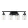 24" Modern Black 4-Light Bathroom Vanity Light Fixture, Industrial Wall