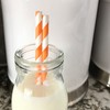 Stripe Paper Straws - Party Supply - Orange White -