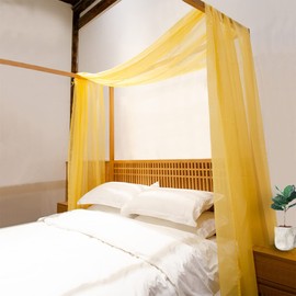 Linentalks Canopy Bed Scarf, Luxury Sheer Bed Canopy Scarf, Sheer Scarf Valance Canopy Bed Drapes, Four Post Bed Canopy Drapes, Sheer Canopy 1 PC (52" X 205" for Twin Bed, Yellow)