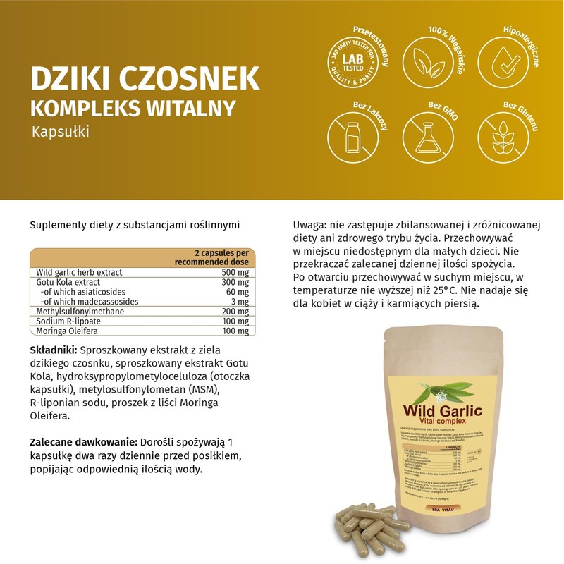 Wild Garlic Extract Powder Capsules with Gotu Kola Extract Powder