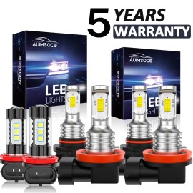 AUIMSOCO For Jeep Grand Cherokee 2014-2018 6x 10000K LED Headlight Hi/Lo Beam Fog Bulbs