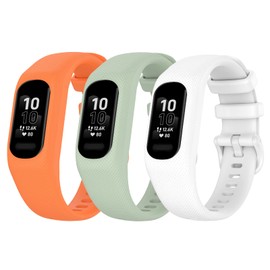 Watch Bands intended for Garmin Vivosmart 5 Band Straps Replacement Wristbands Bracelet Band intended for Vivosmart 5 intended for Women Men (Large, orange/light green/white)