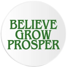 Kiwi Gifts Believe Grow Prosper - Circle Sticker Decal 3 Inch - Inspiration Motivate