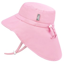 Jan & Jul Girls Quick Dry Sun Hat with Neck Protection for Swimming Adventure Hat for Kids (XL: 5-12 Years, Pink Sorbet), Pink Sorbet, 5-12 years