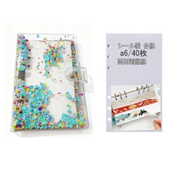 a6 Binder Seal Pad, Transparent, A6 Size Sticker Pad, Mount, 6 Holes, Girls, Sticker Binder, Glitter Shell Sticker, 40 Piece Set, Clear Binder, 6 Holes, Seal Storage, Pushing Goods