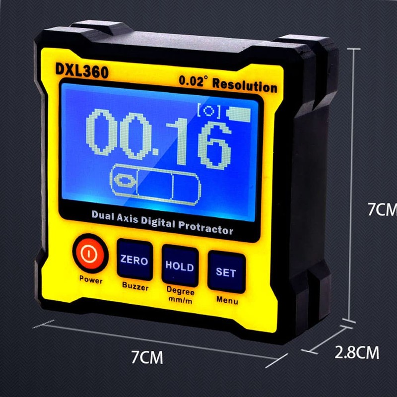 Daconovo DXL360 Biaxial Digital Angle Protractor with 5 Sides Magnetic