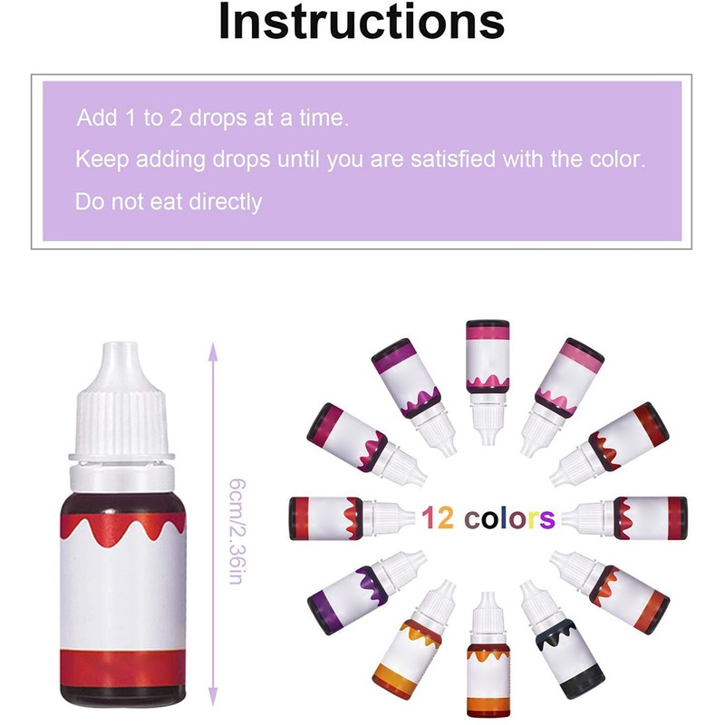 12 Bottles 10ml Lip Gloss Colorants DIY Liquid Pigment Lipgloss