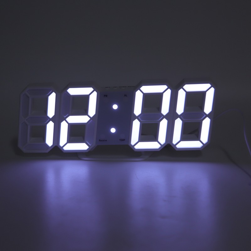 3D LED Digital Clock Time Temperature Display Night Light Alarm