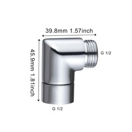 Hand Shower Adapter 90 Degree, Shower Hose Adapter, Joint Piece Shower Head, Angle Piece for Hand Shower, Swivel Shower Head Adapter, Adapter for Shower Hose, with Rubber Seal (Silver)