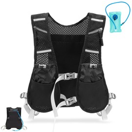 Running Vest with Water Bladder for Women and Mens Breathable Hydration Pack With Reflective Strips Lightweight Hydration Backpack with Water Bottles for Running Hiking Biking