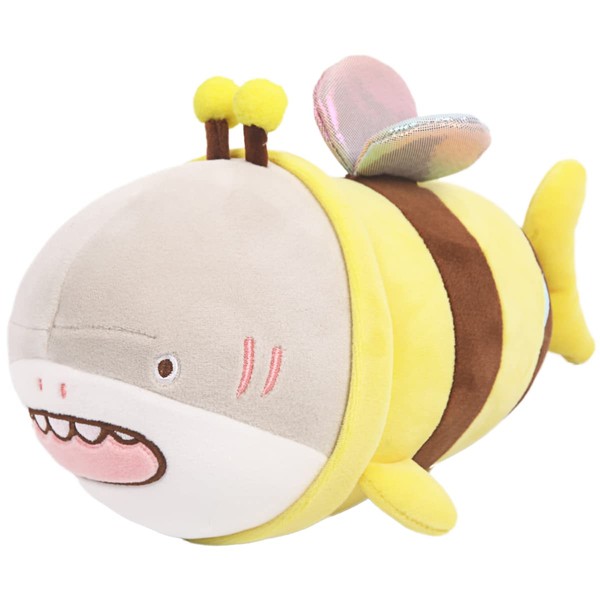 ARELUX Bee Plush Pillow Stuffed Animal,Fuzzy Yellow Honeybee Shark Plushie Doll Pillow,Stuffed Shark Pillow,Soft Anime Bee Pillow Toy Gifts for Kids 10in
