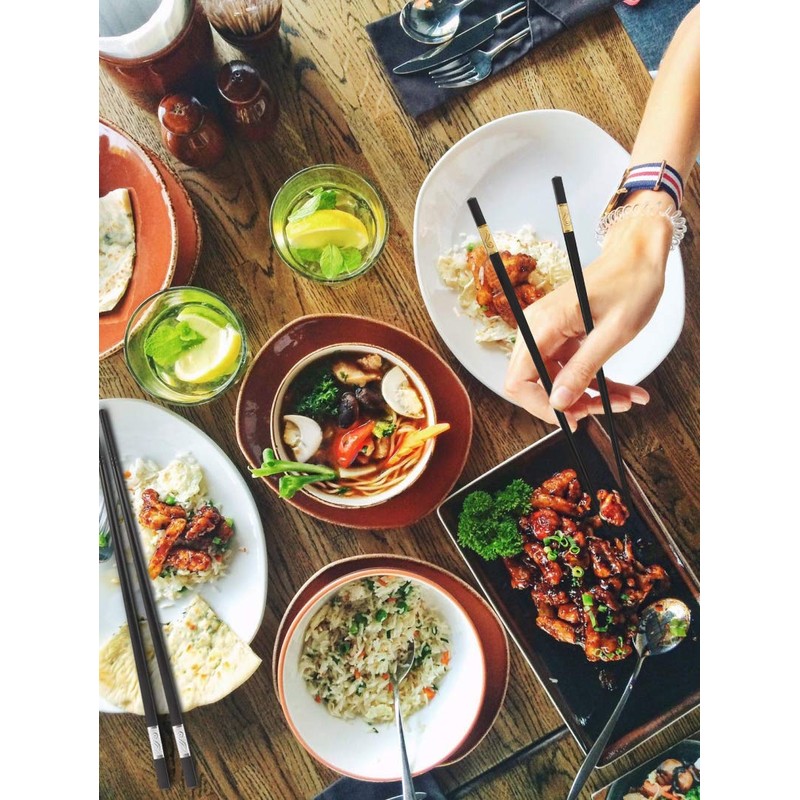 Hiware 10-Pairs Reusable Fiberglass Chopsticks Gold