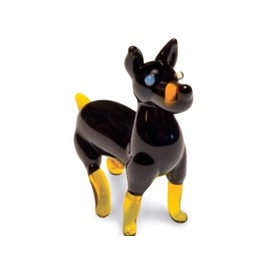 Tynies DOB The Doberman Dog Handmade Glass Figurines with Collector's Frame - Glass Animals Collectible Miniature - Blown Glass Art for Kids & Home Decorations (Black)