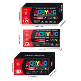 Acrylic Paint Marker Pen Set, 72/120/168 Colors/set Acrylic Paint Marker Pen, Coloring Materials Set for Various Surface, Art Supplies for Home Office School, School Supplies Art Materials,  Markers for Coloring - Color: Multicolor, Specification: 120 Co