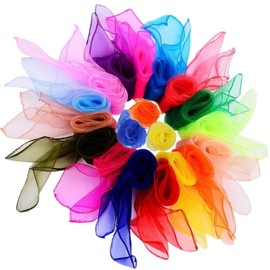 JZK 20 Multicoloured Juggling Squares Dance Juggling Scarves for Kids’ Girls’ Party Activities Accessories Decoration Dance Scarves Baby Sensory Scarves