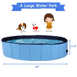 LUCKYERMORE Foldable Pet Swimming Pool for Dogs Easy to Fold Fill Empty & Clean Slip-Resistant PVC Bathing Tub Kiddie Pool for Puppy Small Large Dogs Cats and Kids