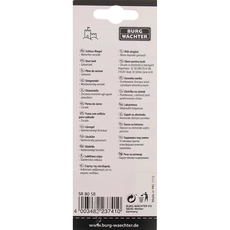 Burg-Wächter Security System for Padlock for Concealed Door Lock Deadbolt