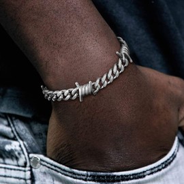ChainsHouse Spike Bracelet Women Goth Bracelet Punk Bracelet for Men Barbwire Bracelet Hip Hop Jewelry Men Spiked Bracelets for Women Cool Bracelets Barbed Wire Bracelet Cuban Link Bracelet for Men