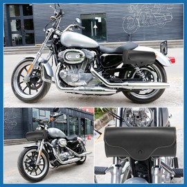 A ABSOPRO Motorcycle Handlebar Tool Bag Cycling Storage Bag Faux Leather Black Item Replacement